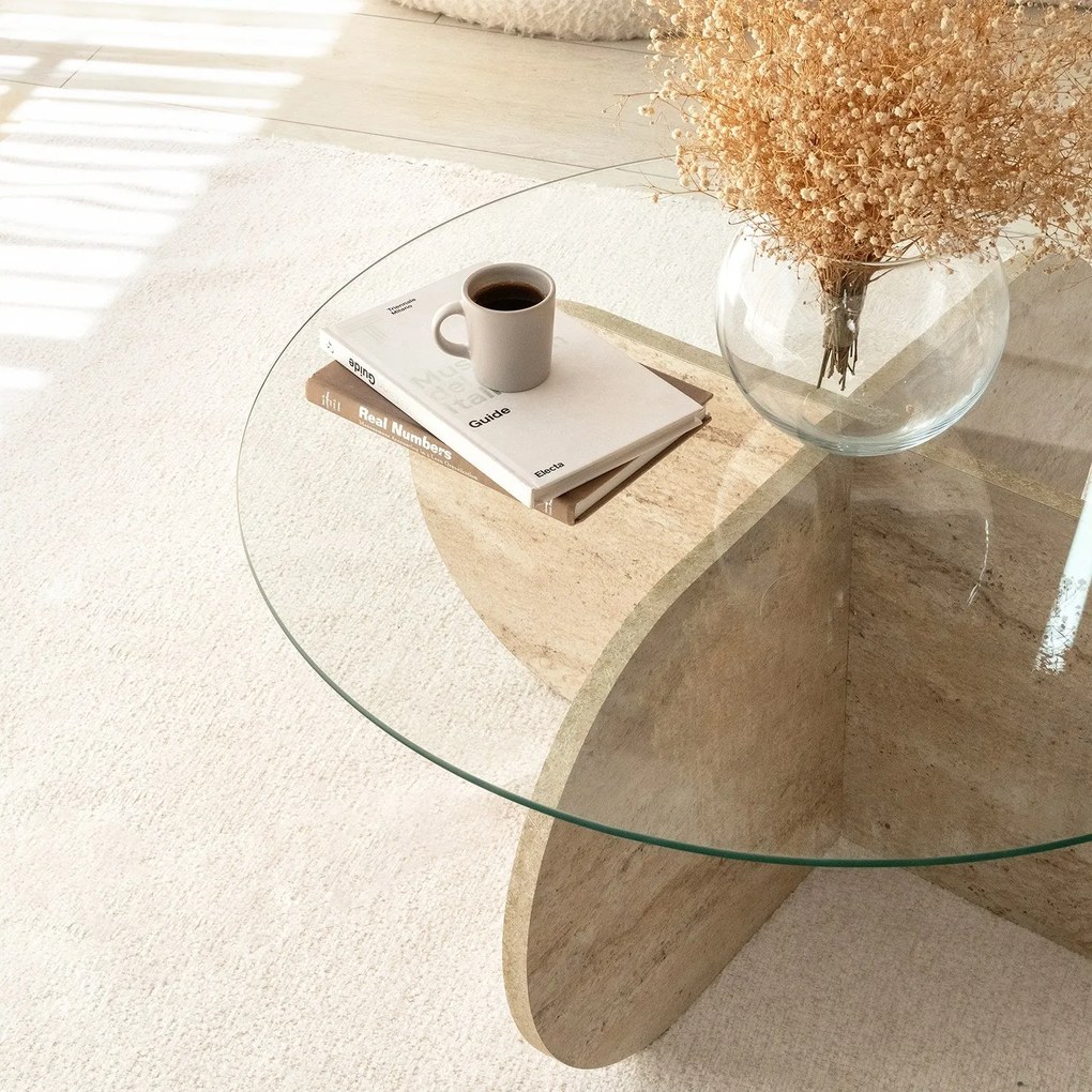 Mesa de Centro Bubble – Travertino – Diâmetro 75 cm, Altura 35 cm