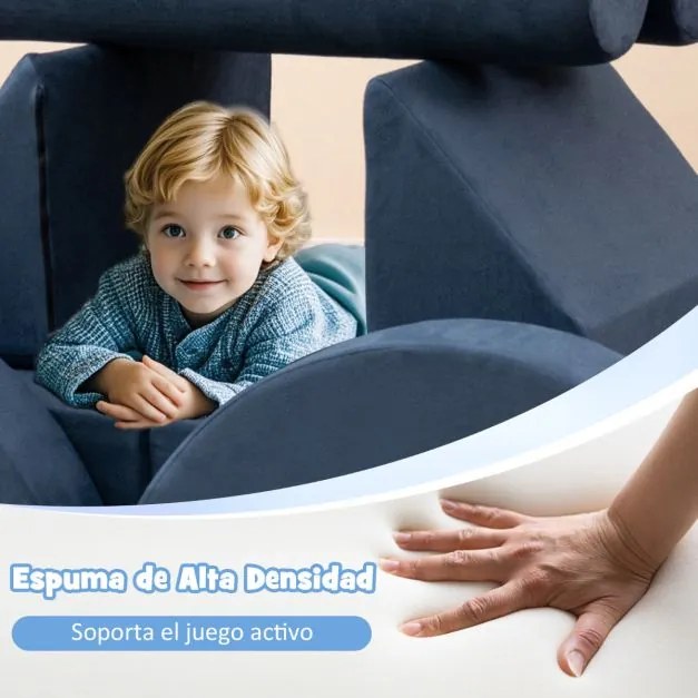 Sofá modular de 13 peças para crianças  seccional versátil para crianças para creche de espuma convertível Azul Marinho
