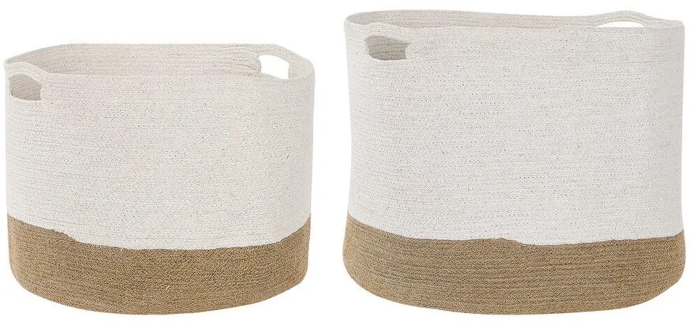 Conjunto de 2 cestos de algodão branco e creme KAHAN Beliani