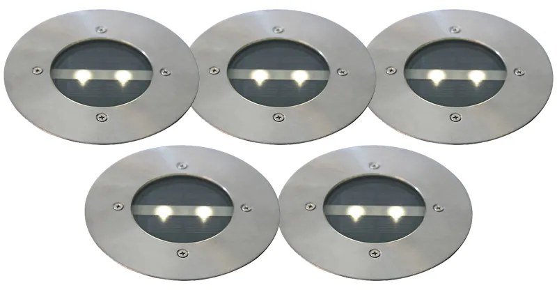 LED Conjunto de 5 focos modernos de solo em aço IP44 solar - Tiny Design,Moderno