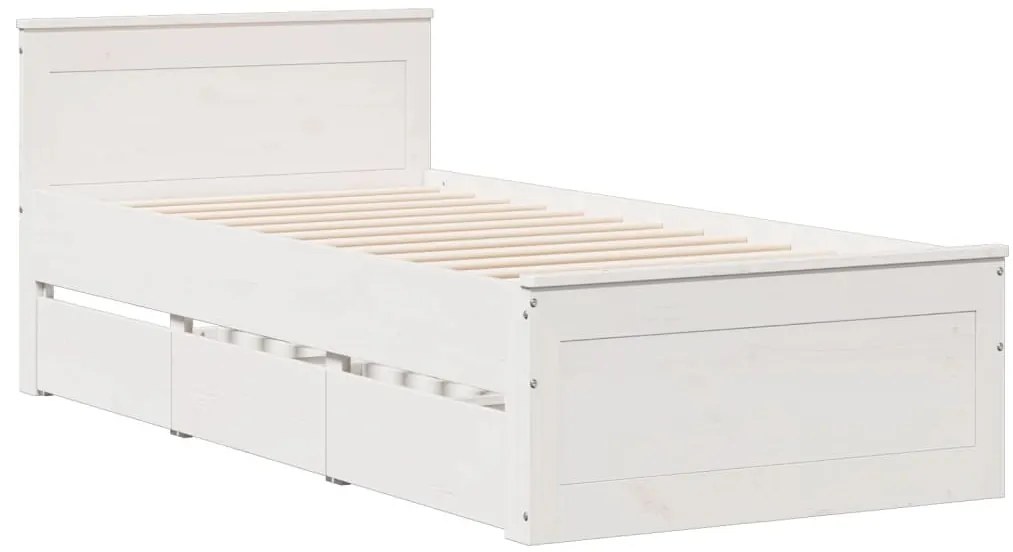 Cama com estante sem colchão 100x200 cm pinho maciço branco