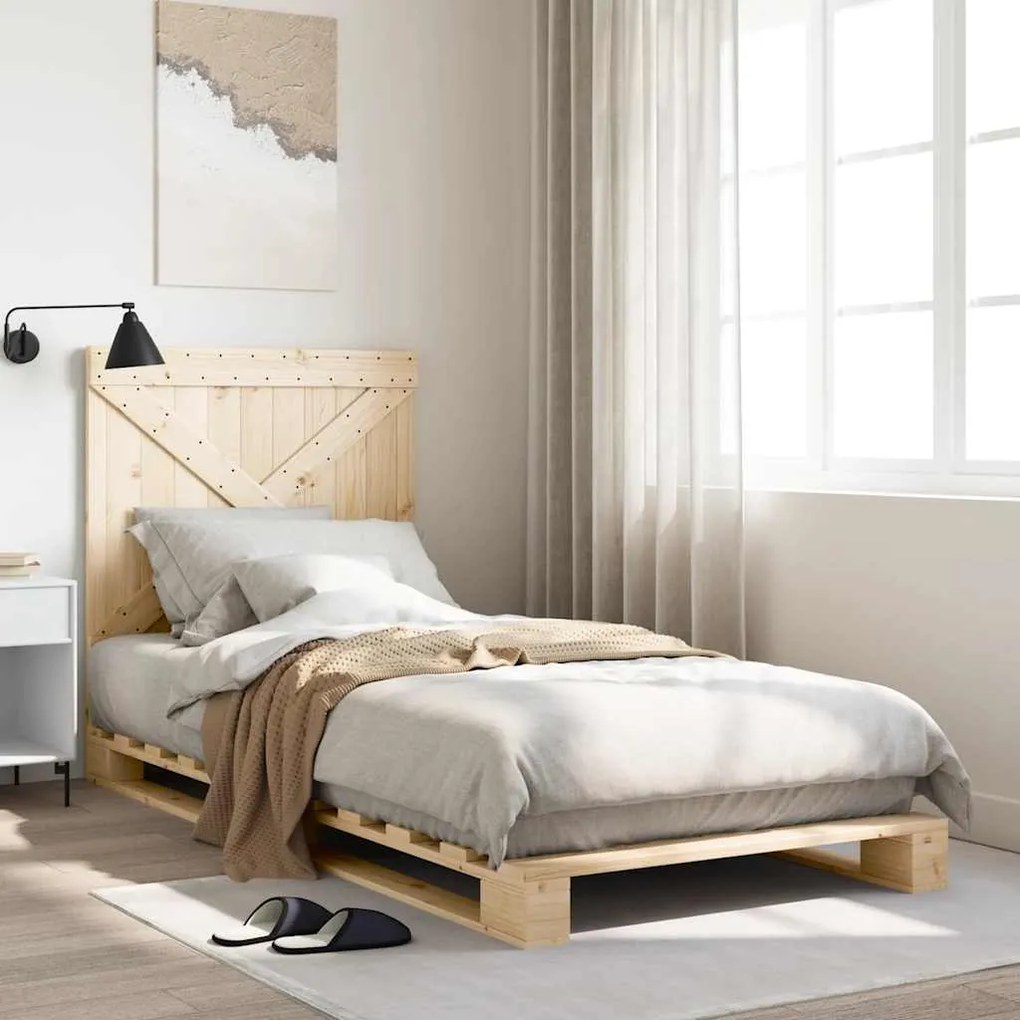 Estrutura de cama com cabeceira 90x200 cm pinho maciço