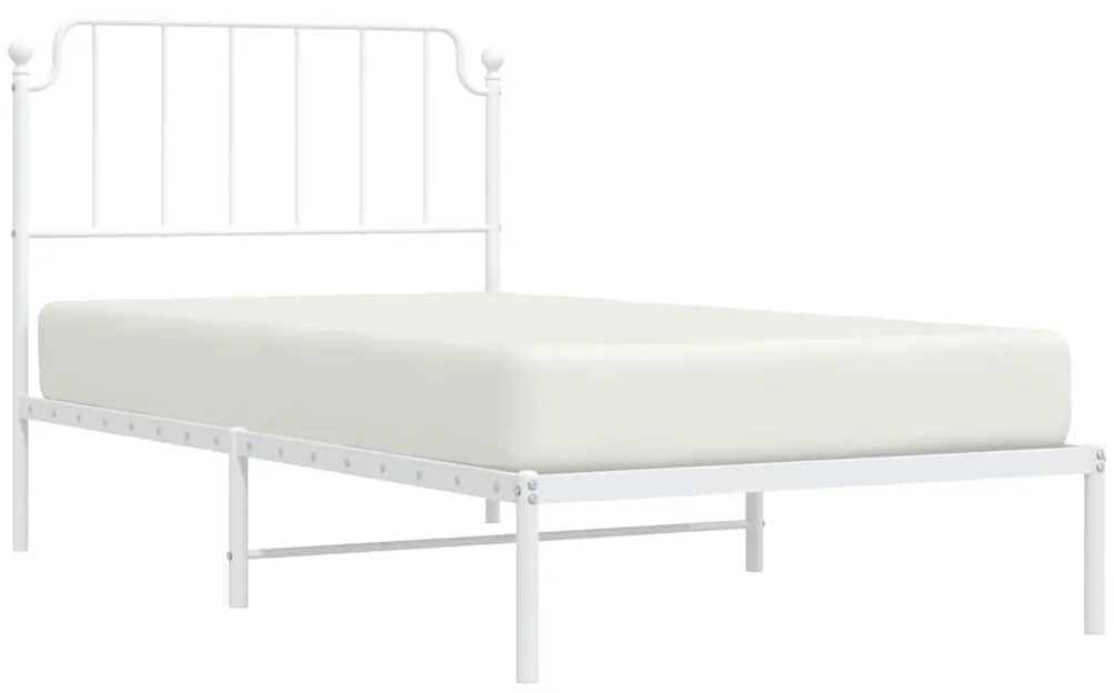 Estrutura de cama com cabeceira 100x200 cm metal branco