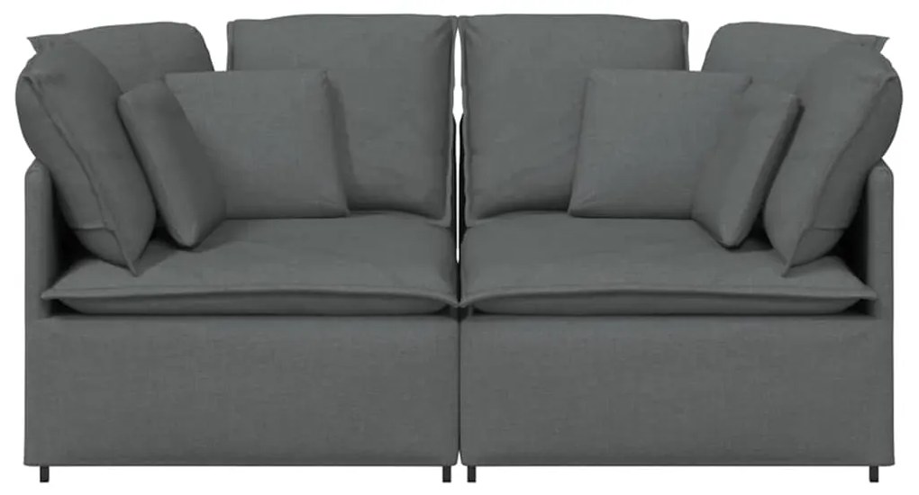 Sofá modular com almofadas tecido cinzento-escuro