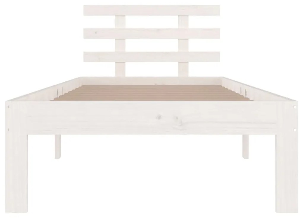 Estrutura de cama solteiro 90x190 cm madeira maciça branco