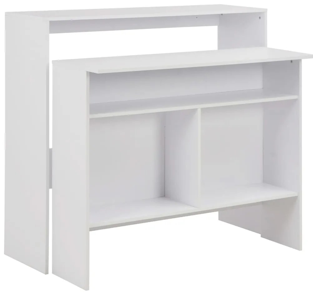 vidaXL Mesa de bar com 2 tampos branco 130x40x120 cm