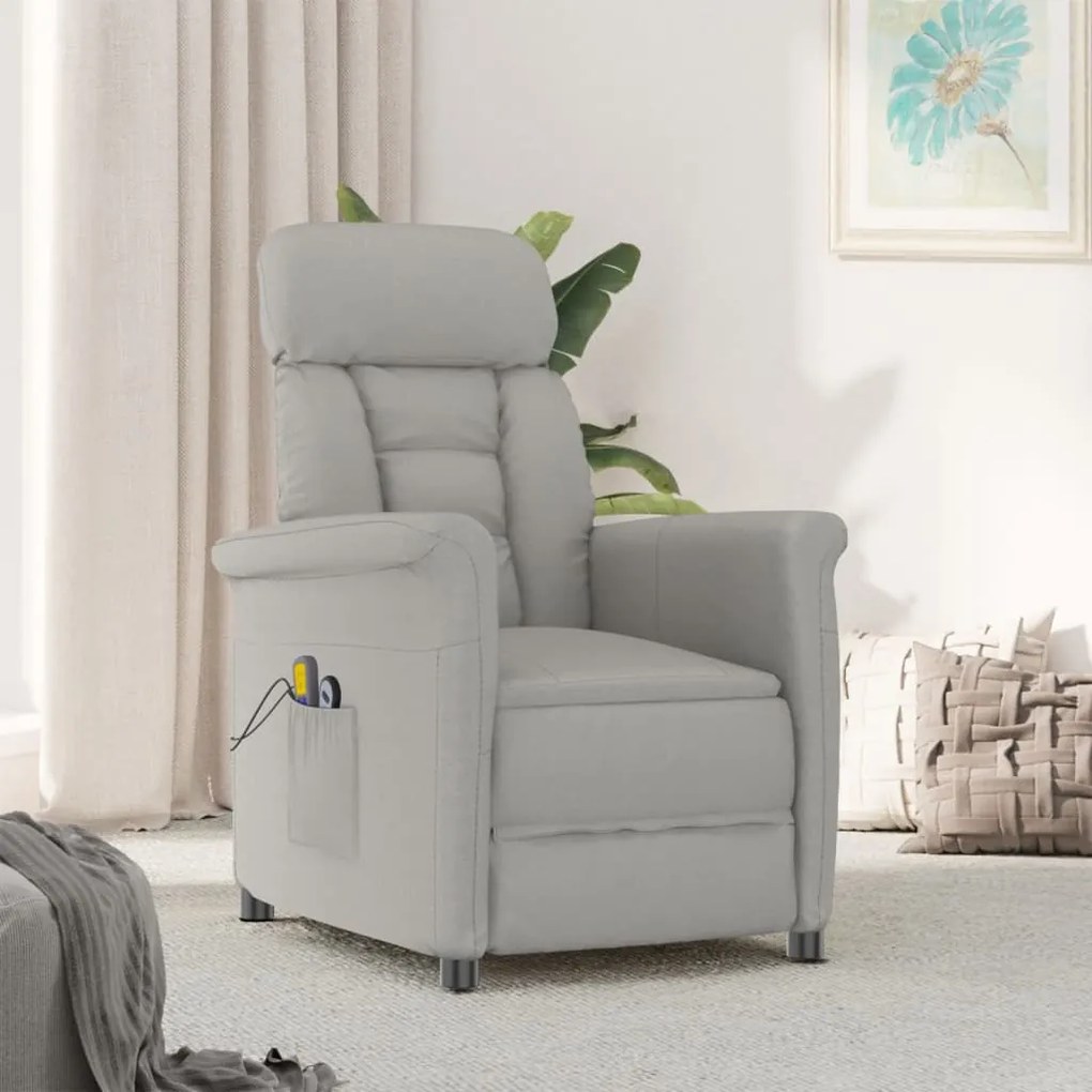 vidaXL Poltrona massagens elétrica camurça artificial cinza-claro