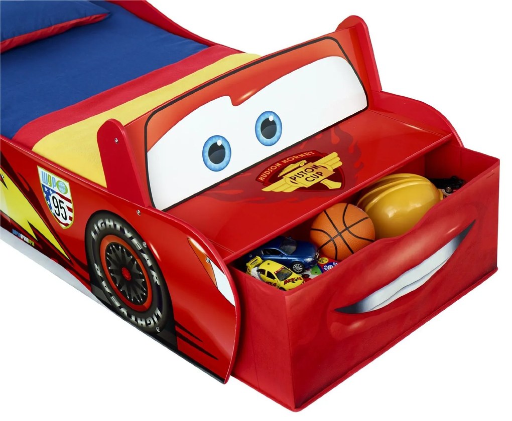 Cama infantil Filme carros faisca mcqueen + colchão e almofada 77 x 170 x 54 cm VERMELHO