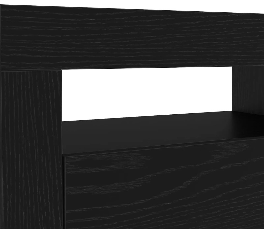 Armários para TV vidaXL 2 pcs com Luzes LED Carvalho Preto Madeira de