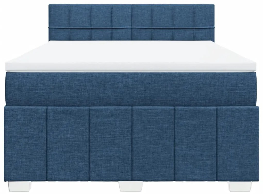 Cama com molas/colchão 160x200 cm tecido azul