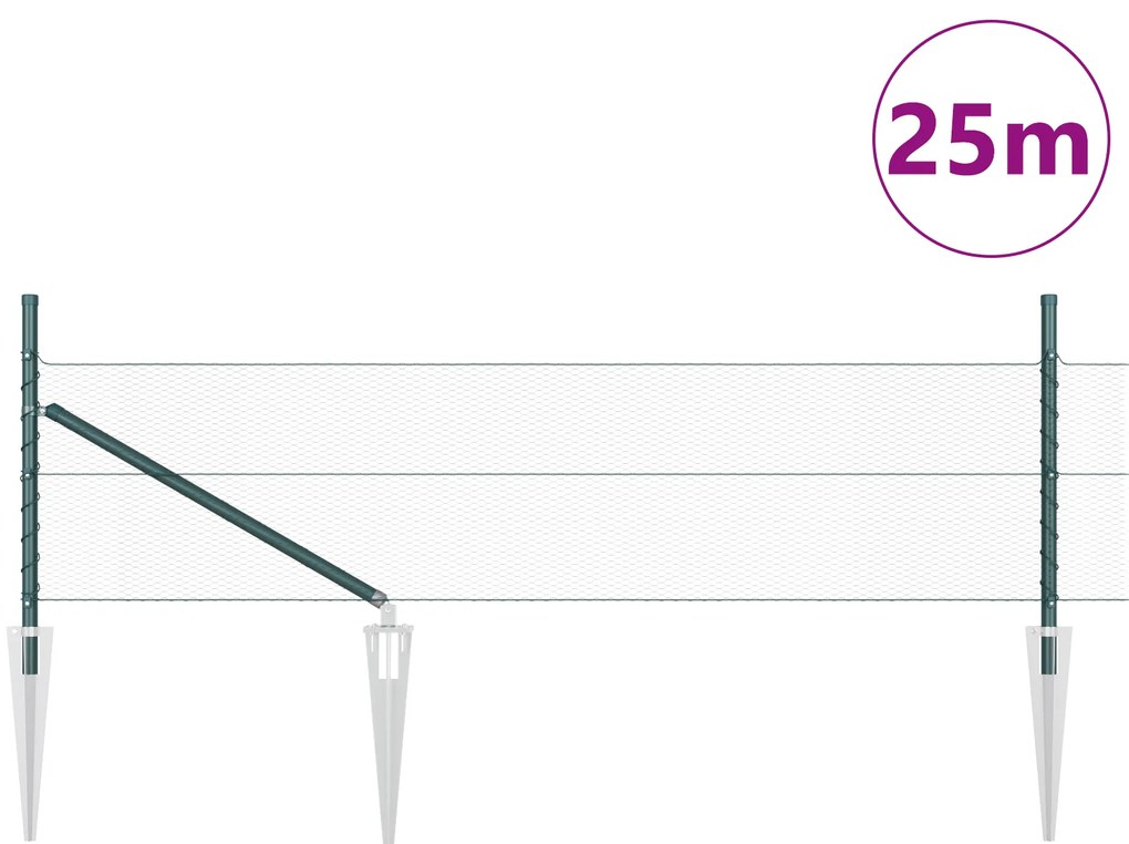 Cerca Hexagonal vidaXL Verde 0.4x25 m Aço