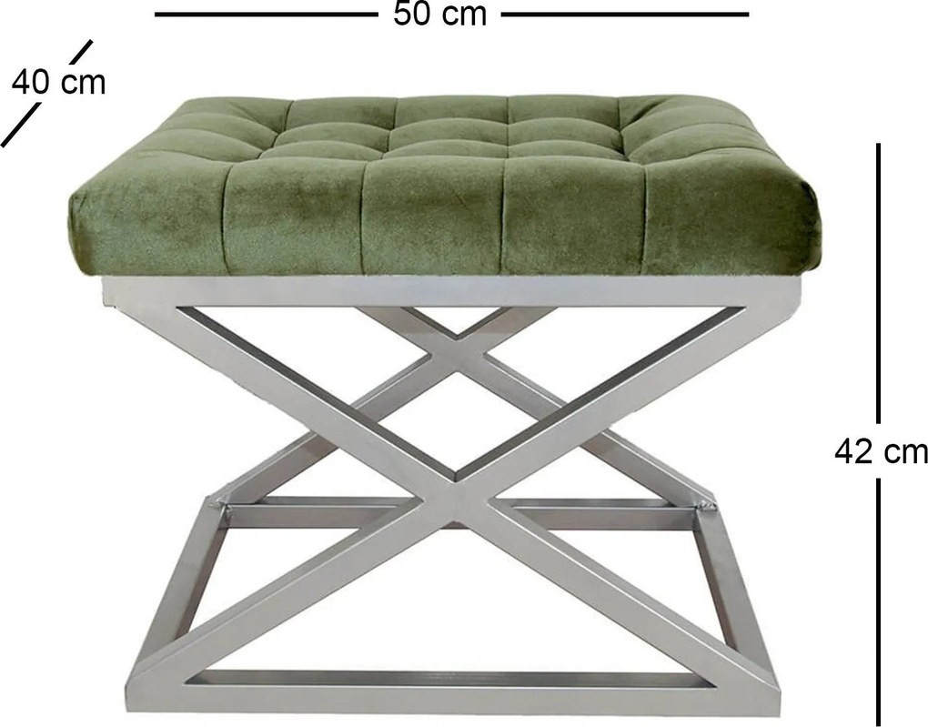 Pouffe Capraz – Prateado e Fúcsia – 50x42x40 cm