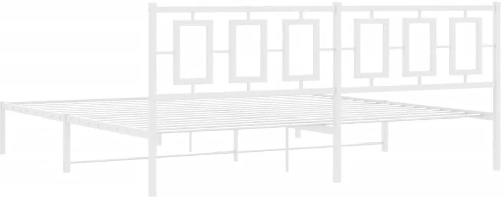 Estrutura de cama com cabeceira 200x200 cm metal branco