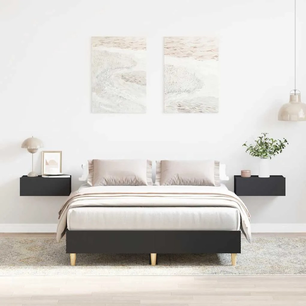 Estrutura de cama sem colchão 140x190 cm preto
