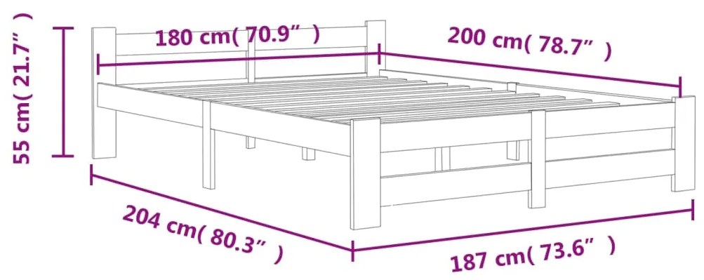 Estrutura de cama 180x200 cm pinho maciço branco