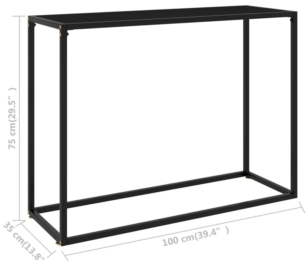 Mesa consola 100x35x75 cm vidro temperado preto