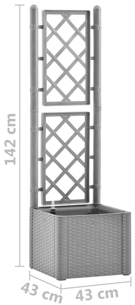 Vaso/floreira c/ treliça e sistema de rega automática cinzento