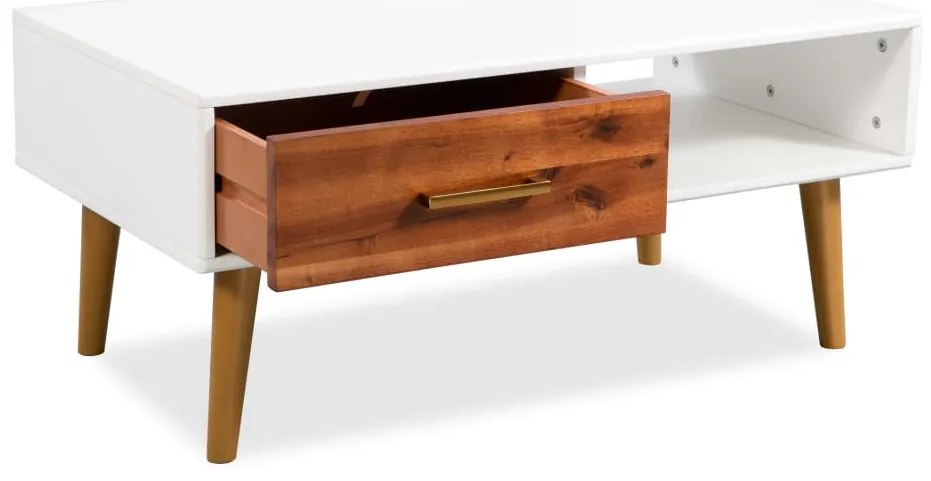 Mesa de centro em madeira de acácia maciça 90x50x40 cm