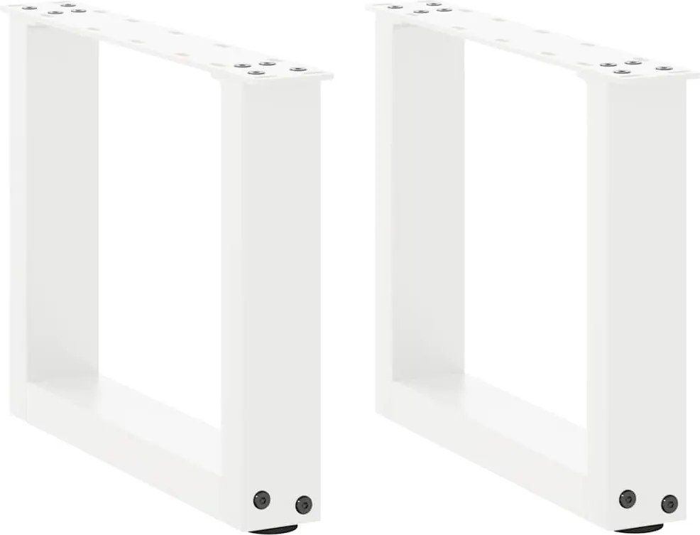 vidaXL Pés para mesa de centro em formato de U, 2 peças, branco, 30x(30-31) cm, aço