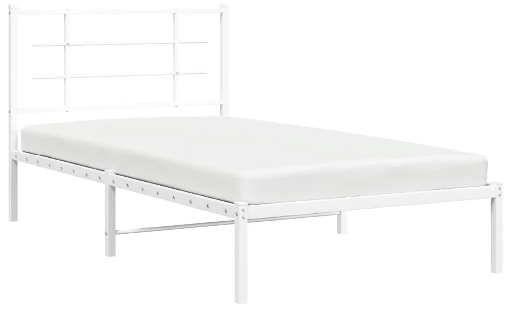 Estrutura de cama com cabeceira 100x190 cm metal branco