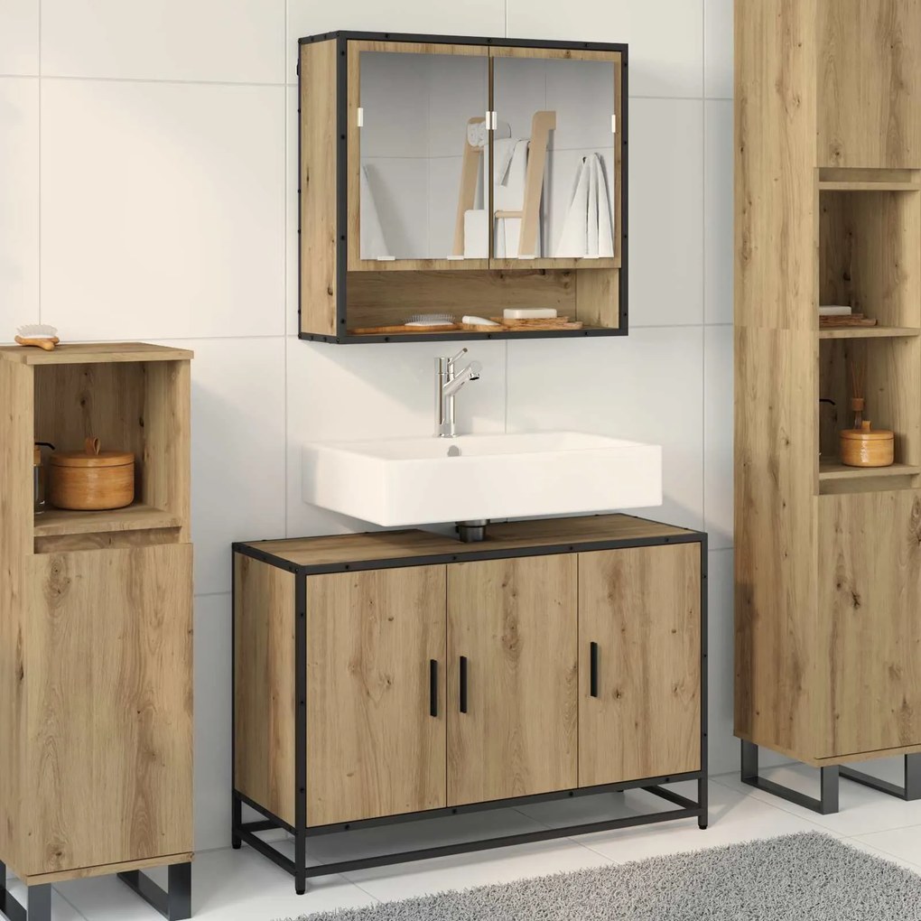 vidaXL Conjunto de Móveis para Banheiro 2 pcs Carvalho Artesanal