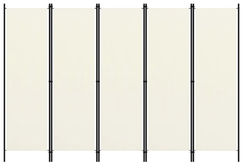 320723 vidaXL Divisória de quarto com 5 painéis 250x180 cm branco nata