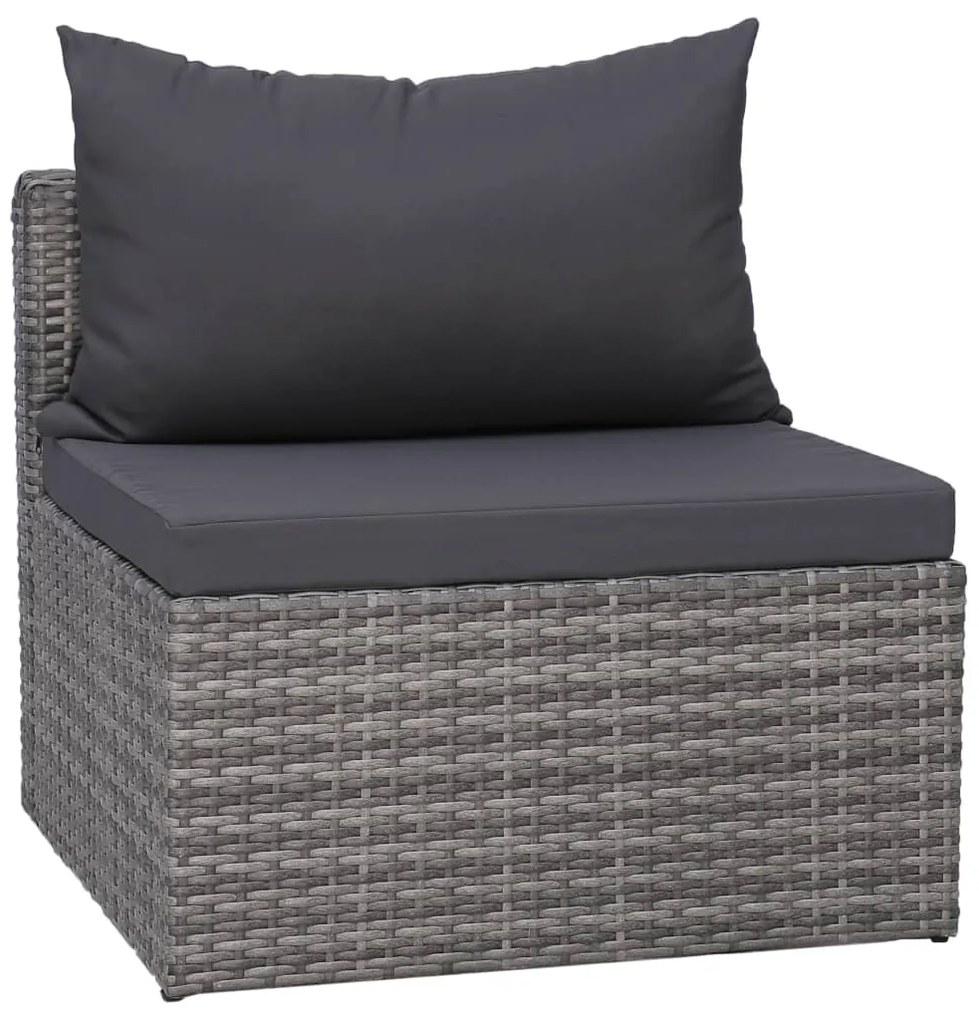 10 pcs conjunto lounge de jardim c/ almofadões vime PE cinzento
