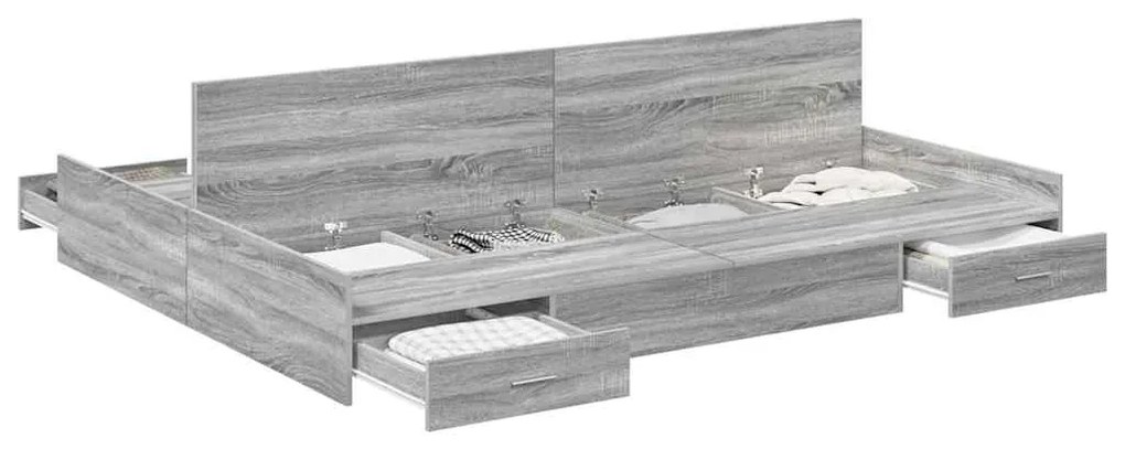 Estrado de cama com arrumação Sonoma cinzento 140 x 200 cm