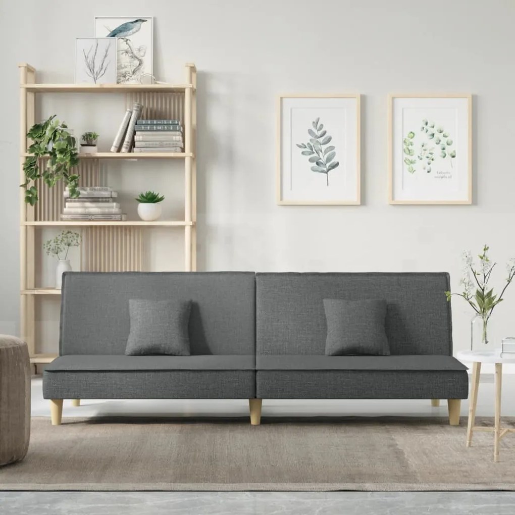 351901 vidaXL Sofá-cama tecido cinzento-escuro