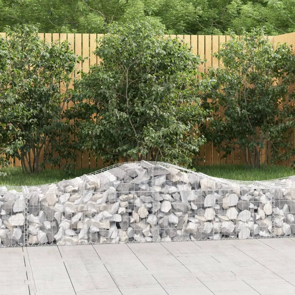 153392 vidaXL Cesto gabião arqueado 200x50x40/60 cm ferro galvanizado