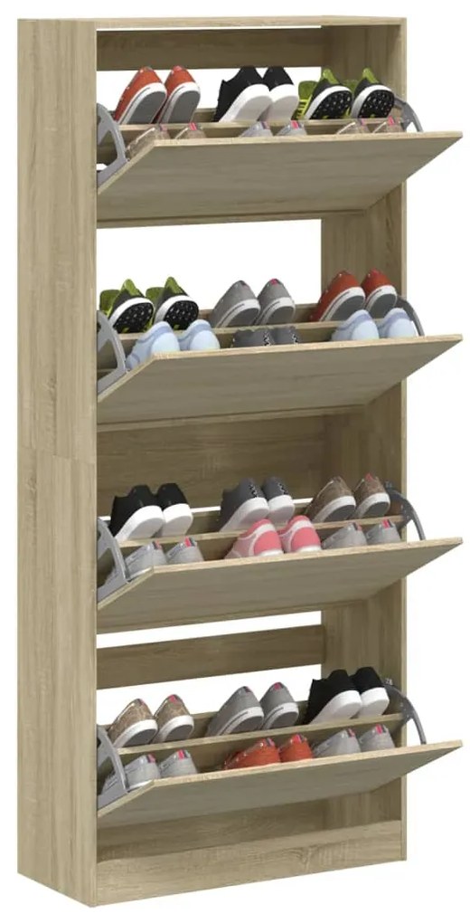Sapateira 4 gavetas articuladas 80x34x187,5 cm carvalho sonoma