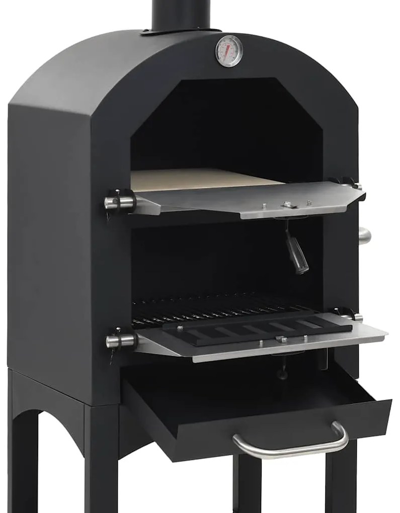 Forno de pizzas a carvão para jardim c/ pedra refratária