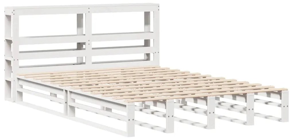 Cama sem colchão 135x190 cm madeira de pinho maciça branco