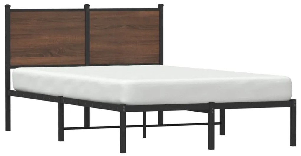 Estrutura de cama sem colchão 120x190cm metal carvalho castanho