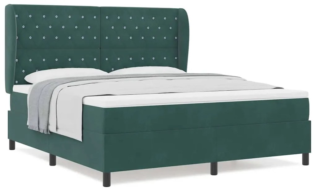 Cama Box com Colchão Verde Escuro, 180x200 cm em Veludo