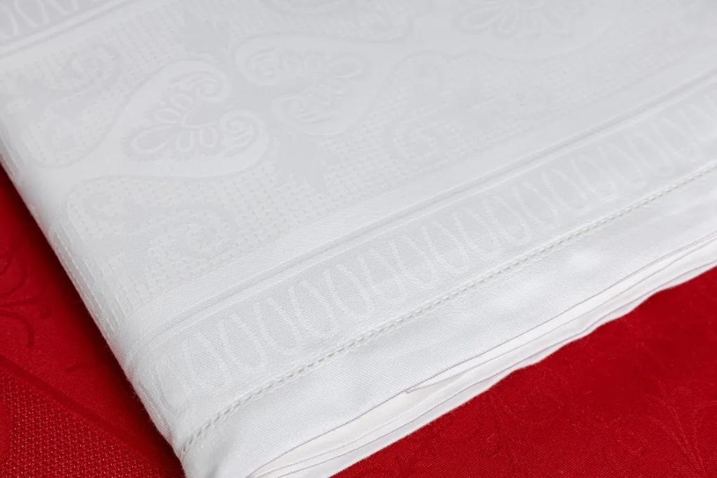 Toalhas de mesa rectangulares em damasco com ajour  100% algodão - Fateba: Branco 1 Toalha de mesa 180x350 cm