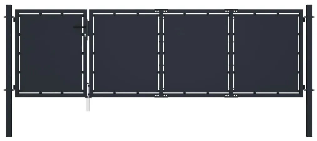 vidaXL Portão de jardim em aço 350 x 75 cm antracite