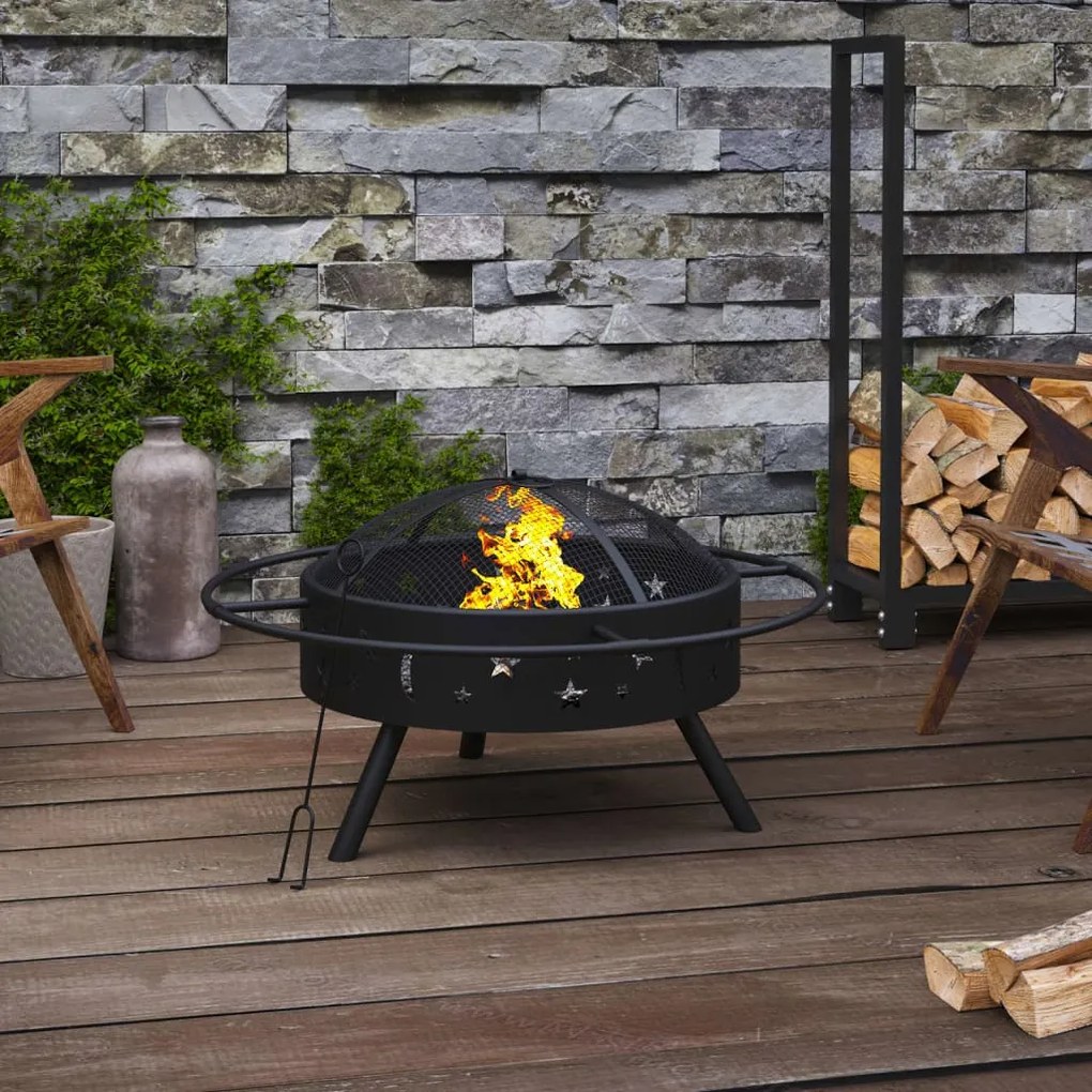 360064 vidaXL Braseira com atiçador 70 cm XXL aço