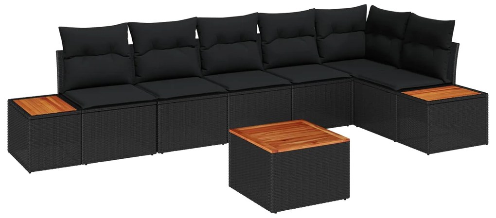 vidaXL Conjunto de Sofá de Jardim 7 pcs Preto Rattan Sintético