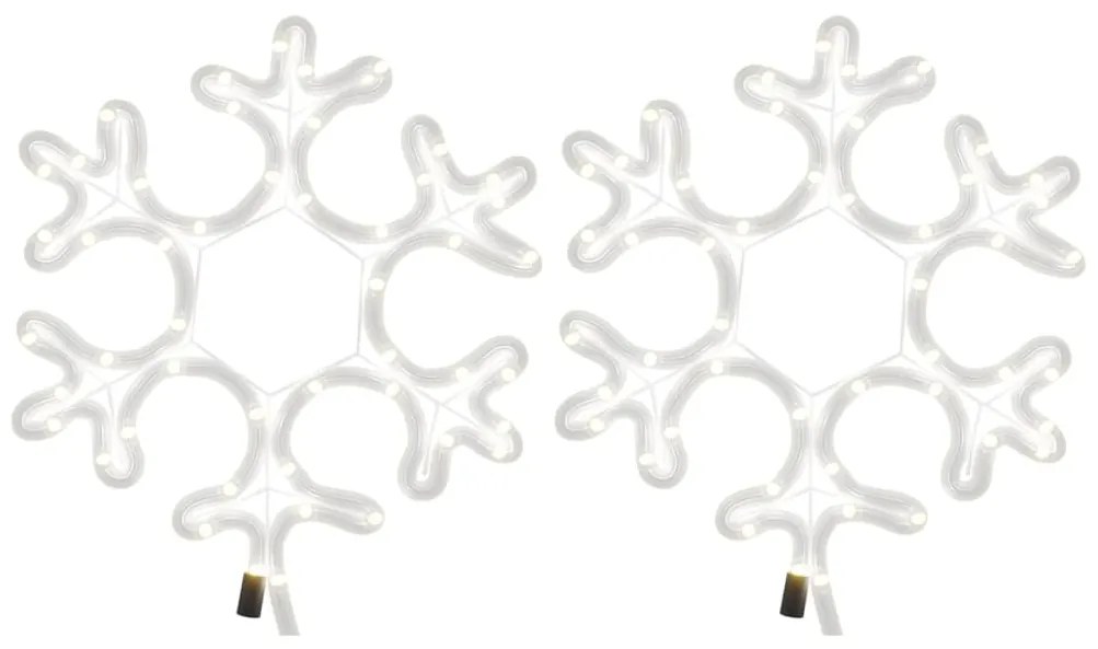 Figuras de flocos de neves com LEDs 2pcs 27x27 cm branco quente