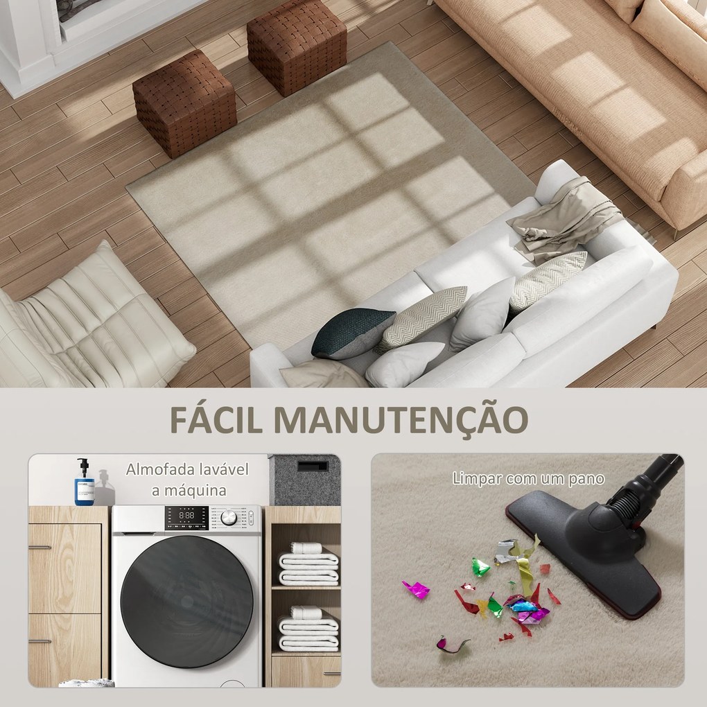 Tapete para Sala de Estar 120x160 cm Tapete Lavável à Máquina Pelo Longo Macio Estilo Moderno Creme