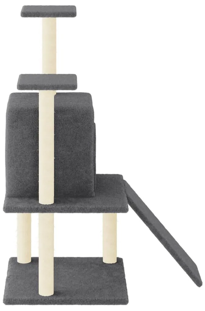 Árvore p/ gatos c/ postes arranhadores sisal 110cm cinza-escuro