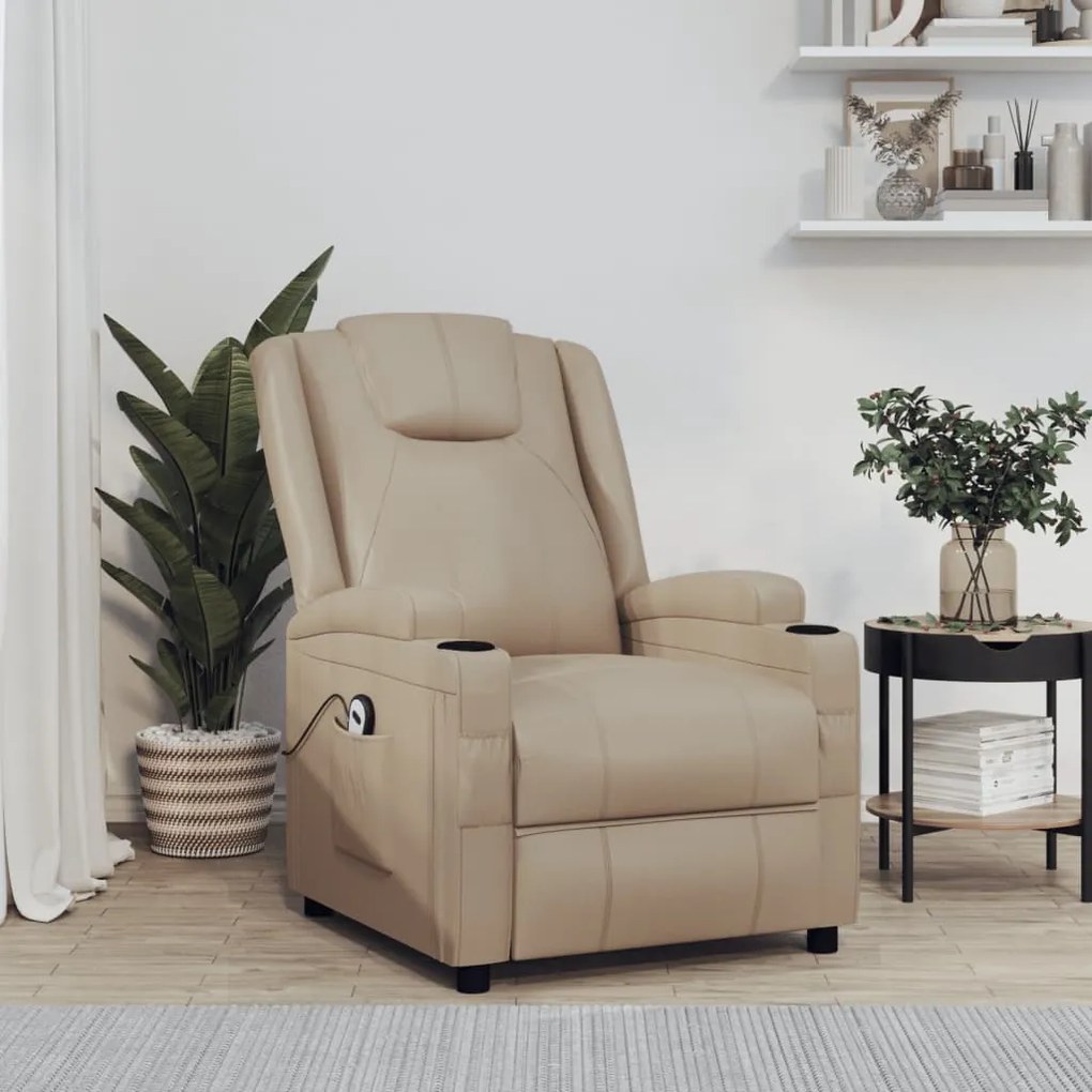 vidaXL Poltrona elevatória couro artificial cappuccino
