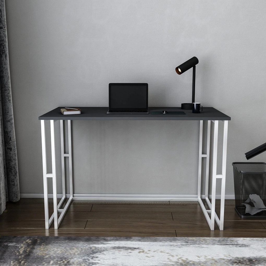 Mesa de Estudo Kane – Branco Antracite – 120x60x74,8 cm
