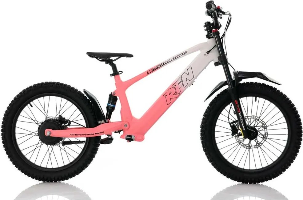 Bicicleta elétrica infantil sem pedais 750W 20" 36V 7.5Ah RXF EVO-RACING Rosa/Branco