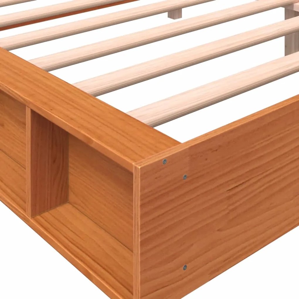 Cama sem colchão 200x200 cm pinho maciço castanho-mel