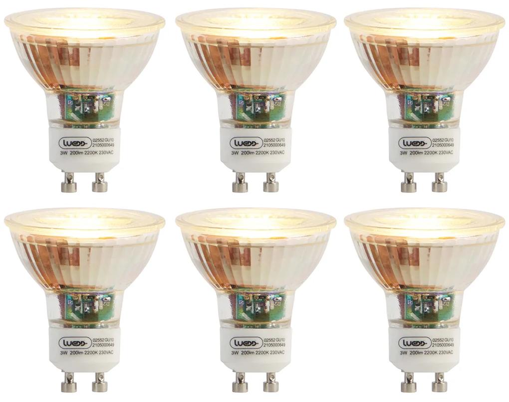 Conjunto de 6 lâmpadas LED GU10 3W 200 lm 2200K