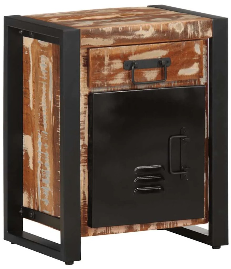 Mesa de cabeceira multicor 40x30x50cm madeira maciça recuperada