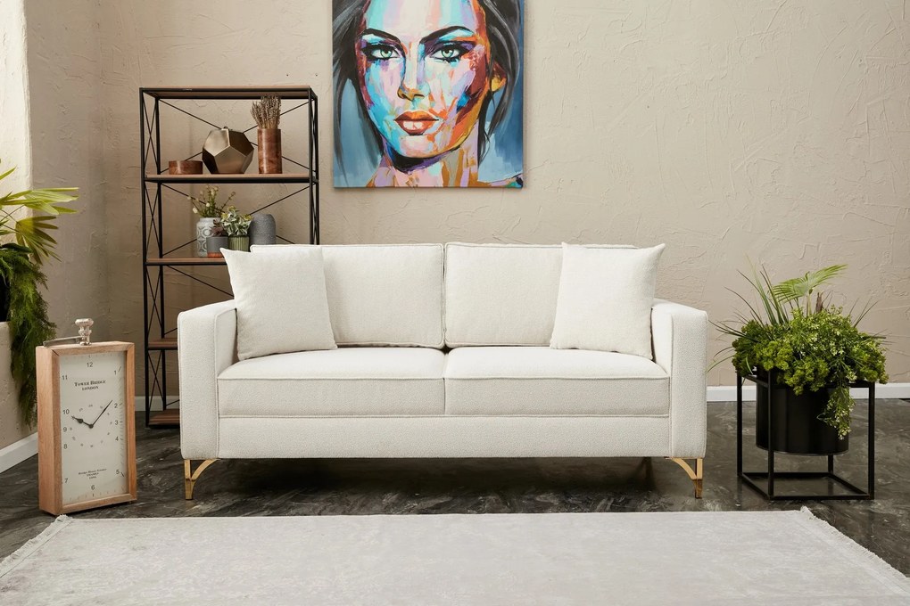 Sofá de 2 Lugares Berlin – Creme Dourado – 180x83x91 cm