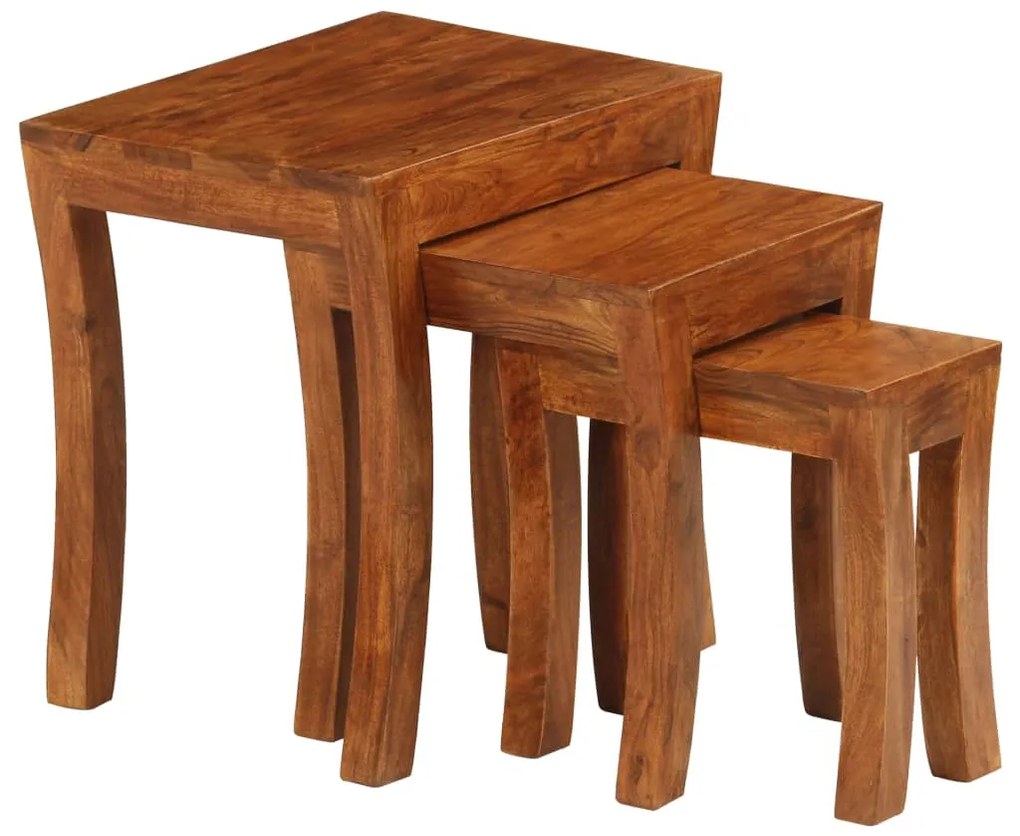 Mesas encastrar 3 pcs madeira acácia maciça 50x35x50cm castanho
